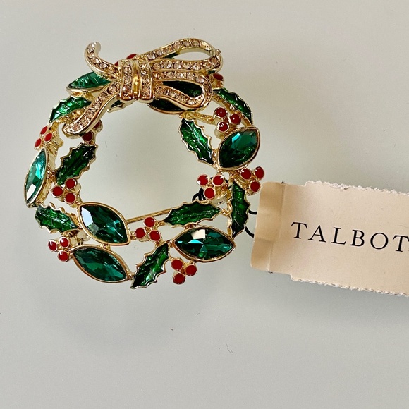 Talbots Jewelry - Talbots Festive Green and Red Brooch